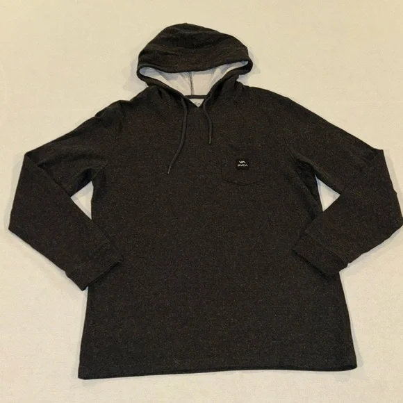 RVCA men’s grey pullover hooded shirt size large - Picture 1 of 8